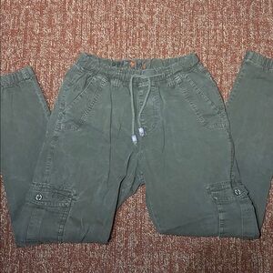 Castro army green Casual Cargo Pant unisex multi pocket utility drawstring waist